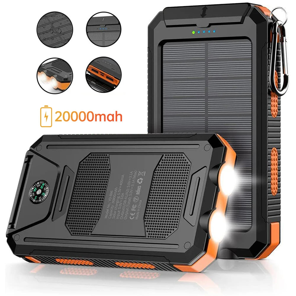 20000mAh Portable Solar Power Bank